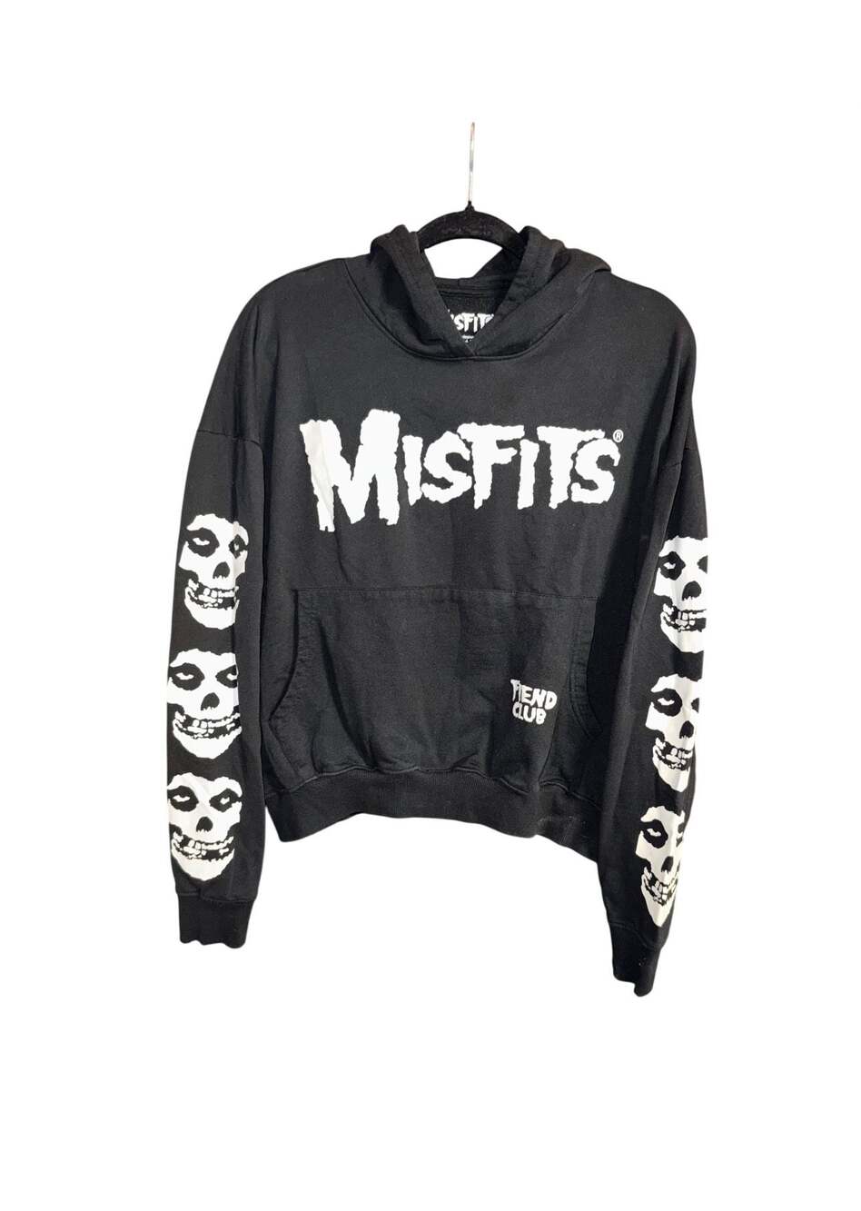 Misfits Fiend Club Skull Sleeves Black Hoodie M